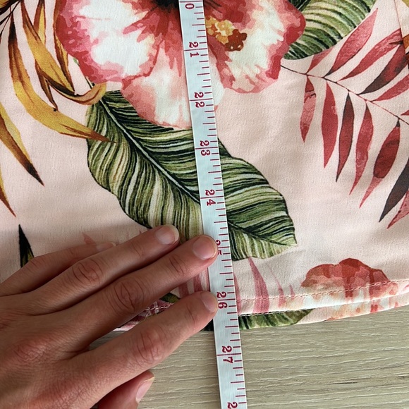 Lulu’s Zaliki Pink Tropical Print Tie-Front Puff Sleeve Mini Dress - Picture 8 of 16